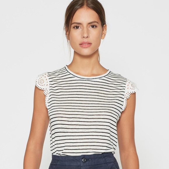 Joie Tops - JOIE Acenath Striped Linen Tee NWT $118  Size L